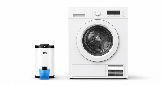 Lodgy wascentrifuge naast een wasdroger, vergelijking energieverbruik