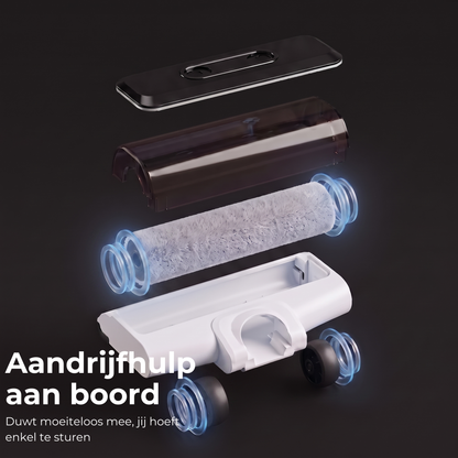 Uiteengelegde weergave van de Lodgy OneSweep X1 met de aangedreven borstelrol