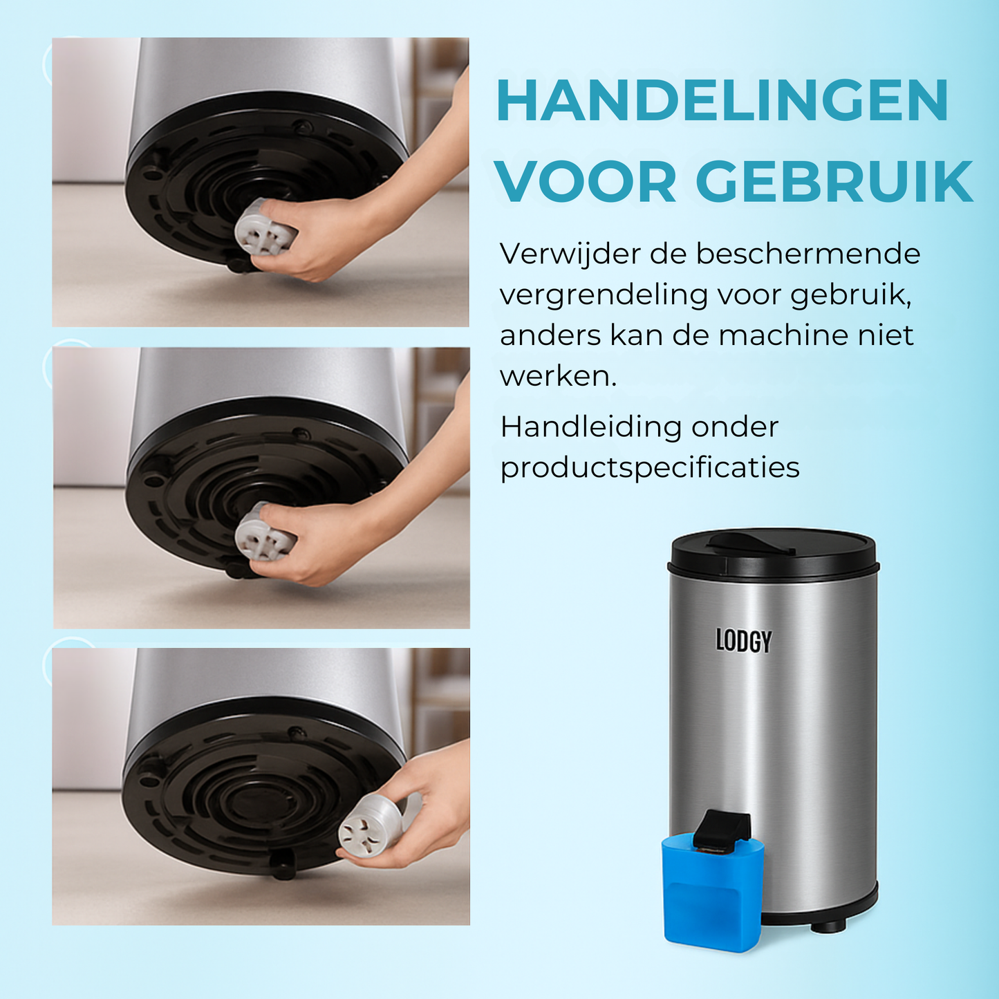 Lodgy wascentrifuge 6 kg RVS-look opvangbak