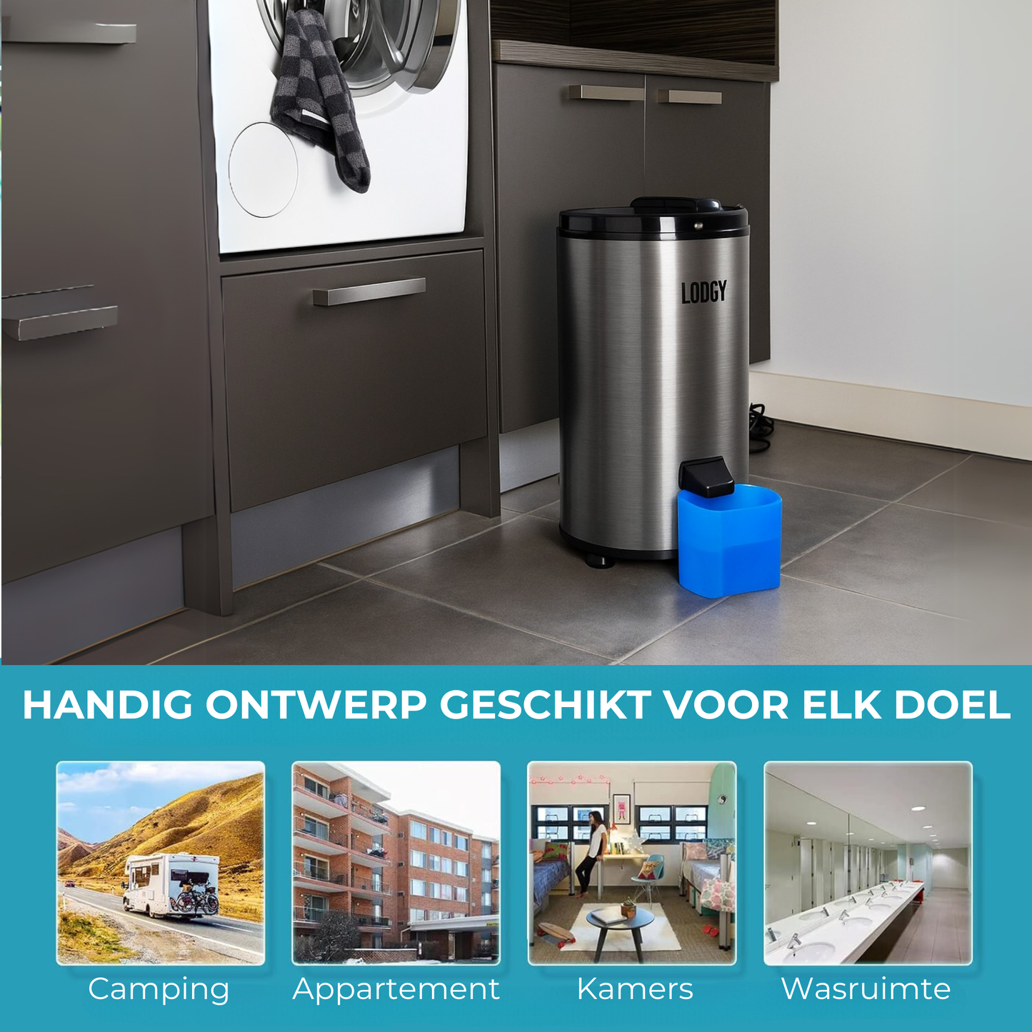 Lodgy wascentrifuge 6 kg RVS-look zijaanzicht